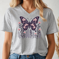 Purple Butterfly V-neck Tee