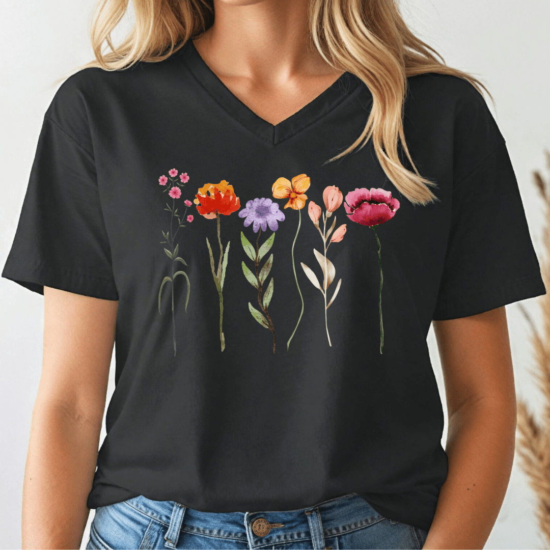 Garden Party Flower V-neck Tee